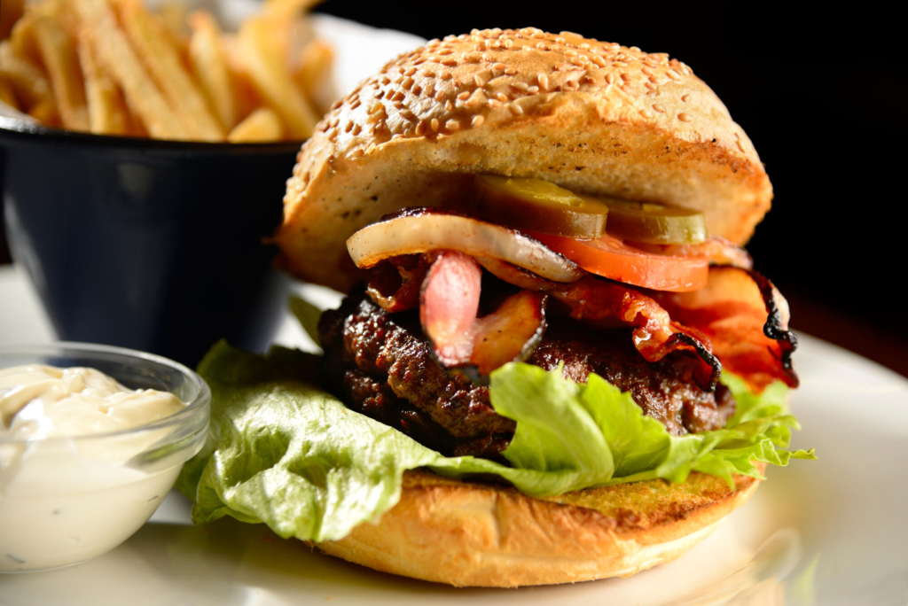 good burger toppings, best burger in Lennox Villag